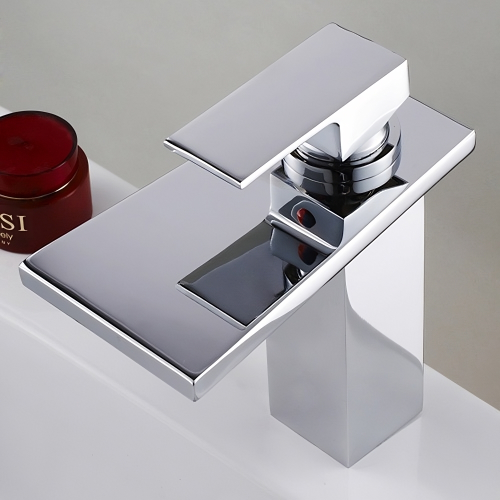 Modern Brass One-Hole Single Handle Bathroom Sink Faucet with Chrome window image