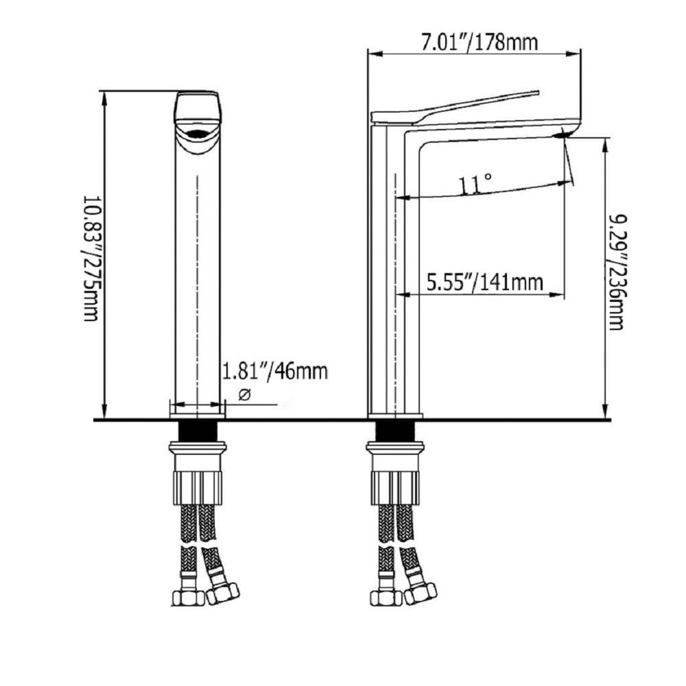 Simple and Modern Design Single Hole Bathroom Single Handle Sink Faucet in Black weights dimensions image