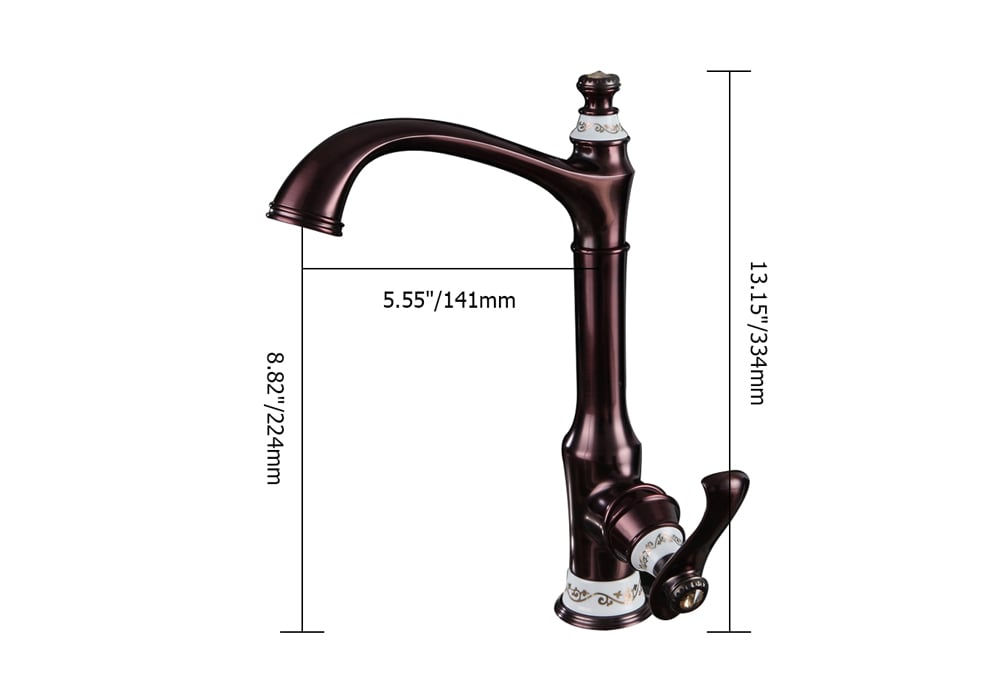Brass One-Hole Single Handle Bathroom Sink Faucet Oil Rubbed Bronze weights dimensions image