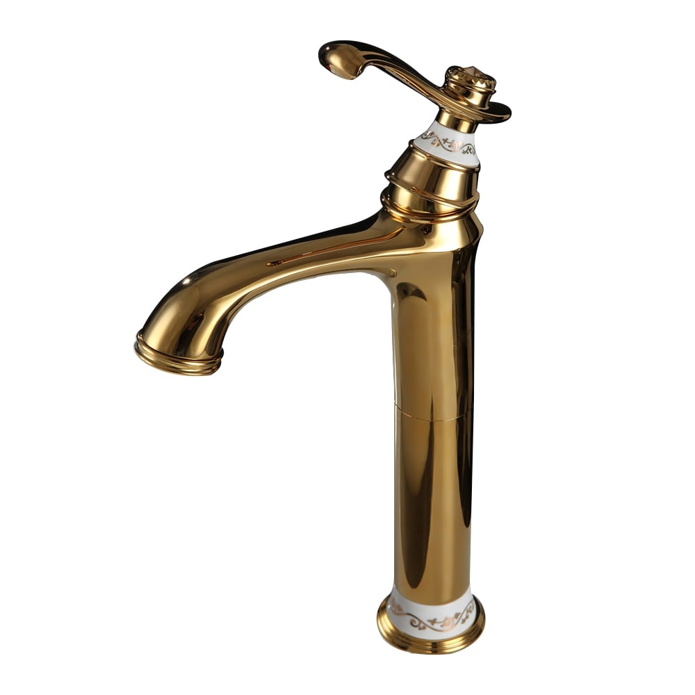 Brass One-Hole Single Handle Bathroom Sink Faucet in Gold Finish window image