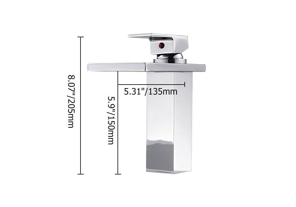 Modern Brass One-Hole Single Handle Bathroom Sink Faucet with Chrome weights dimensions image