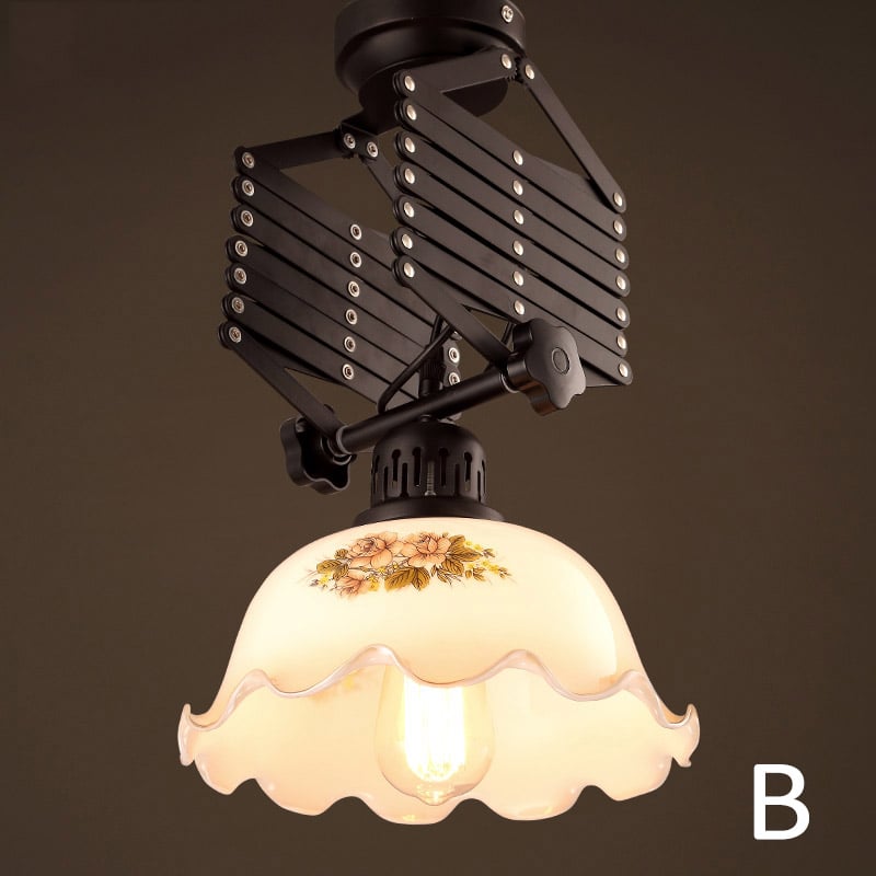 Modern 1-Light Beige Glass Shade Pendant Light Metal ＆ Glass window image