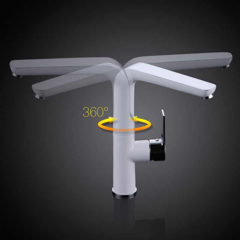 Modern White Brass Kitchen Faucet Single Hole 1-Handle Faucet in Chrome window image