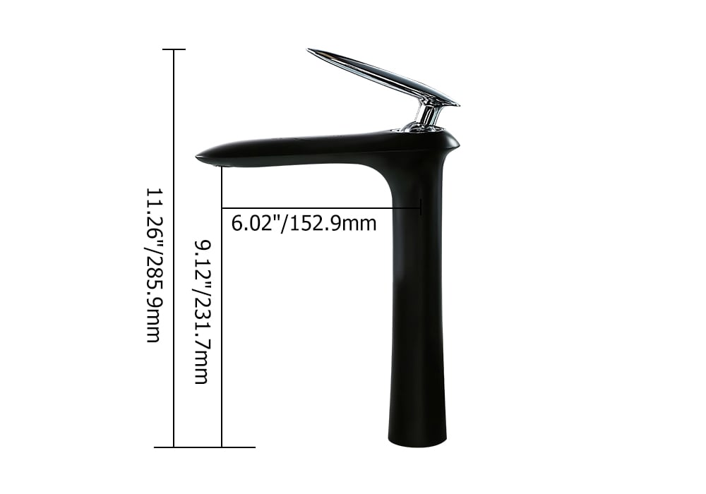 Modern Black Brass One-Hole Single Handle Bathroom Sink Faucet with Chrome weights dimensions image