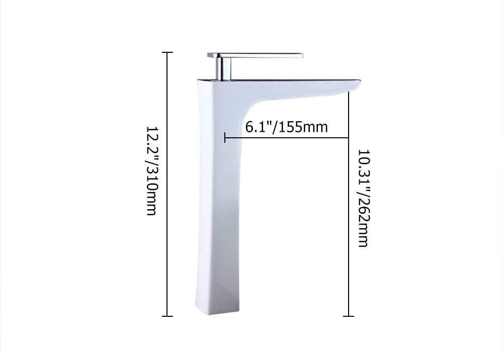 Modern White Brass One-Hole Single Handle Bathroom Sink Faucet with Chrome weights dimensions image
