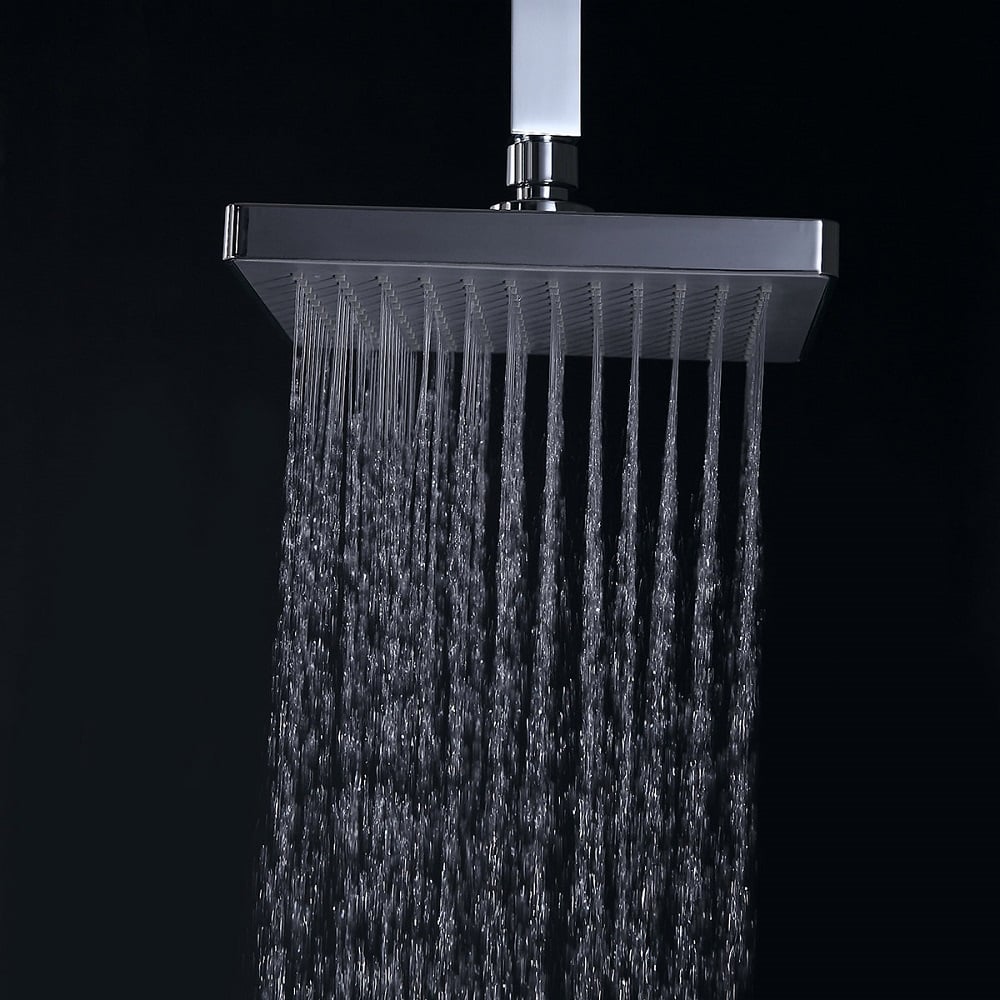 Modern Square Ceiling-Mount Shower Head Wall Mounted Handshower System in Chrome Finish window image