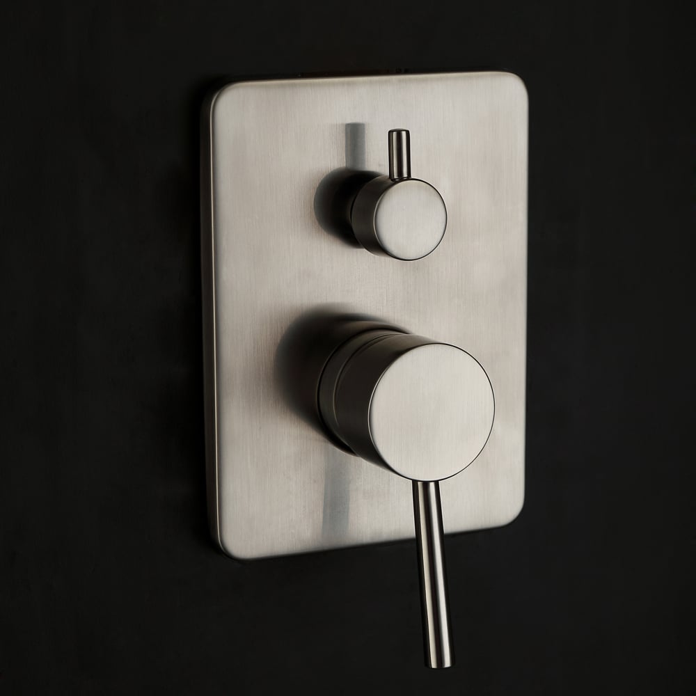 Modern Round 8" Brass Rainfall Shower Head Wall Mount Rainshower System Brushed Nickel window image