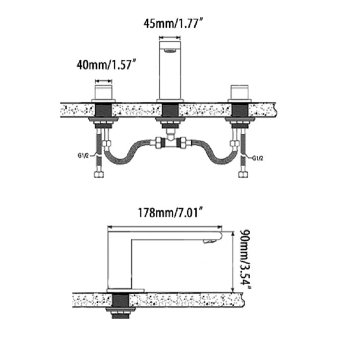 Modern Widespread Brass Double Handle Bathroom Sink Faucet in Chrome weights dimensions image