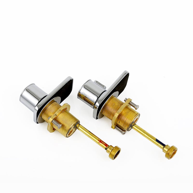 Modern Widespread Brass Double Handle Bathroom Sink Faucet in Chrome window image