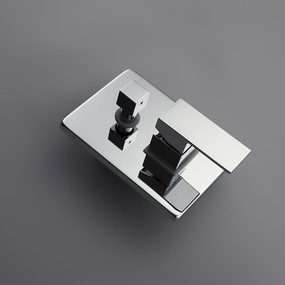 Modern Square Ceiling-Mount Shower Head Wall Mounted Handshower System in Chrome Finish window image