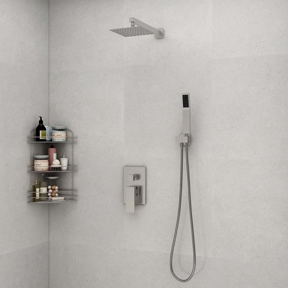 Modern 8" Wall Mounted Shower System with Handheld Shower Pressure Balance Valve
