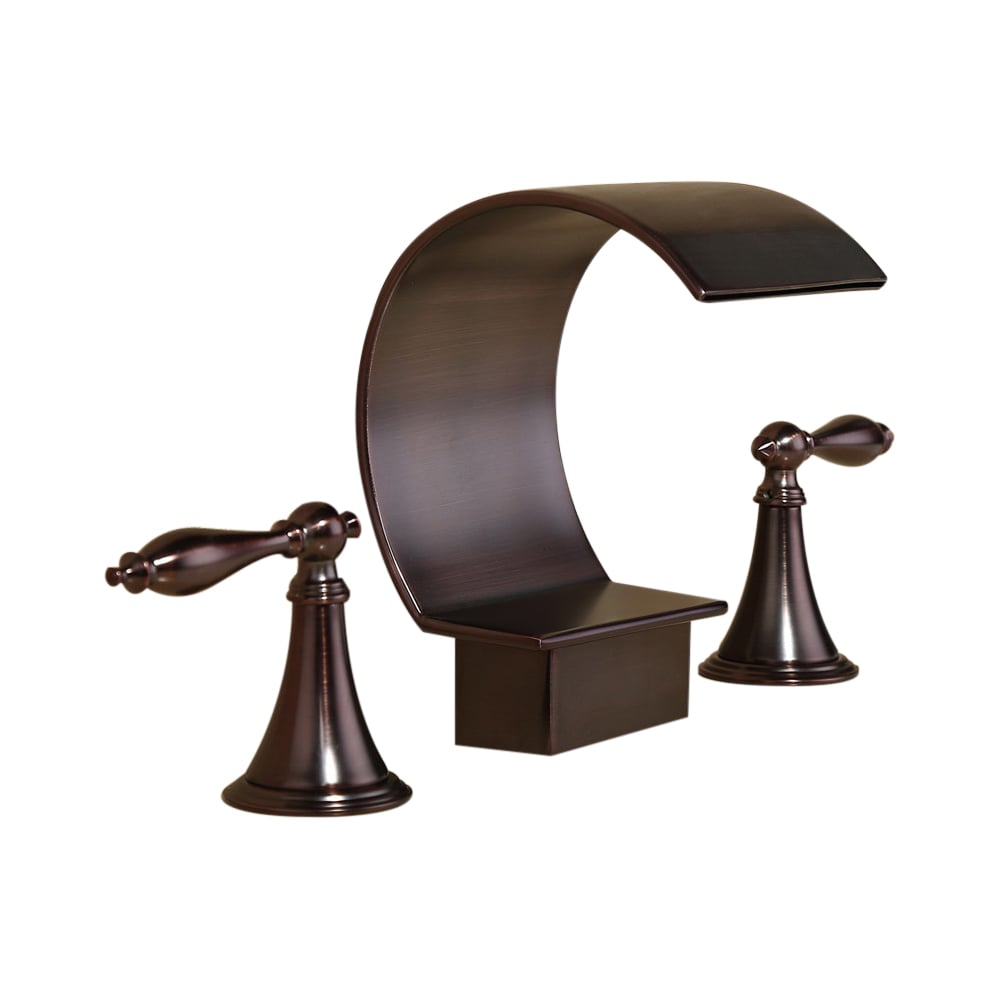 Waterfall Widespread 2-Handle Bathroom Sink Faucet in ORB Solid Brass window image