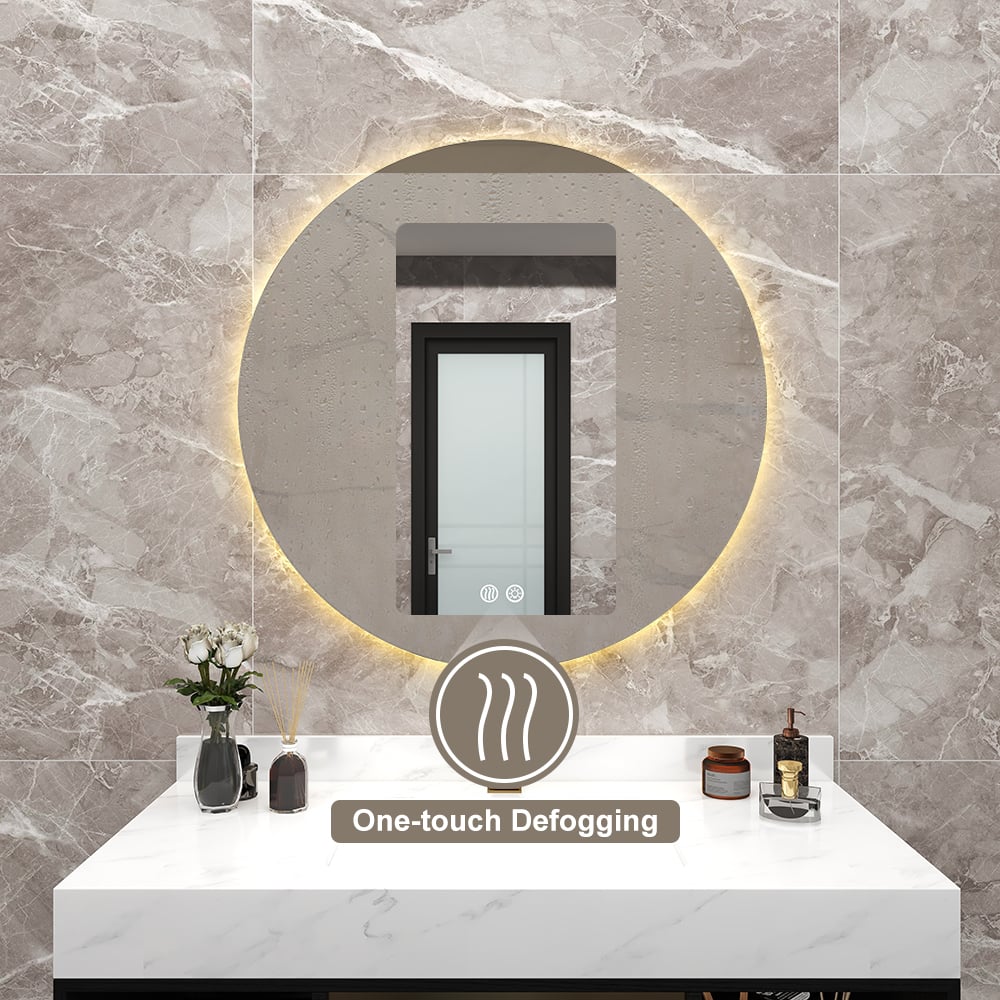 31.5" White Bathroom Vanity & 24" LED Bathroom Vanity Mirror Set window image