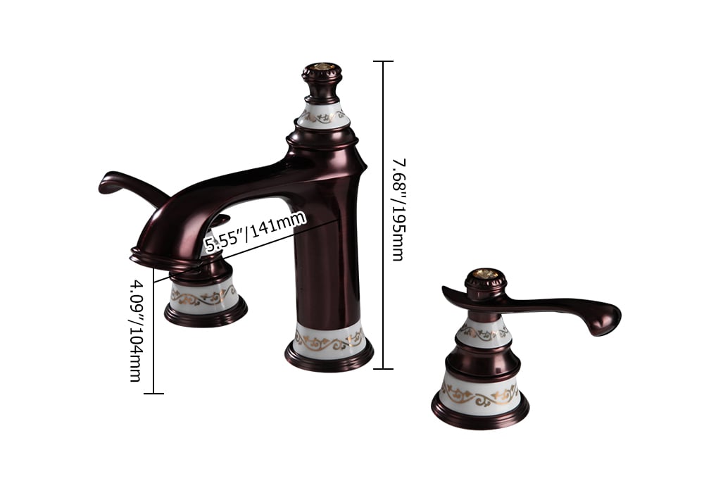 Deck Mounted  2-Handle Antique Brass Bathroom Sink Faucet ORB weights dimensions image
