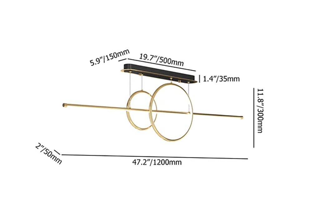 Metal Kitchen Island Light Geometric Hanging Light in Gold weights dimensions image