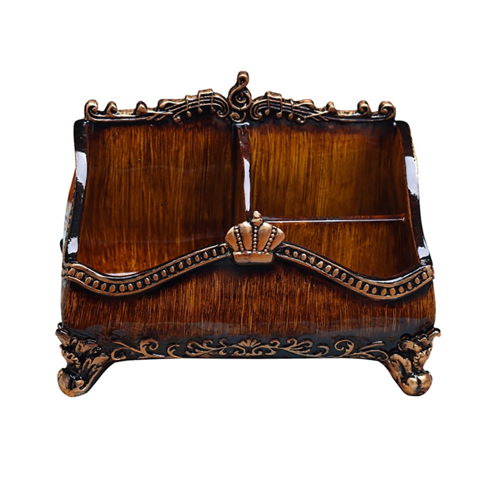 Vintage Brown Resin Remote Control Holder Living Room Storage Box Home Decoration