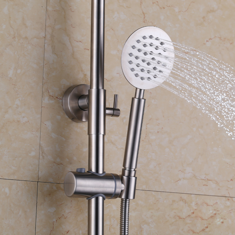 8'' Modern Exposed Thermostastic Stainless Steel Shower System Hand Shower in Brushed  window image