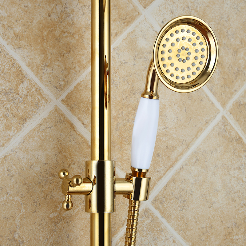 8'' Modern Solid Brass Shower System Hand Shower in Gold window image