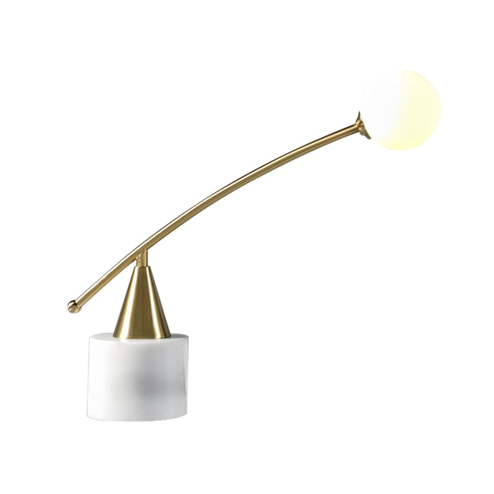 Globe LED Table Lamp Desk Lamp in Gold with White Glass Shade Marble Base