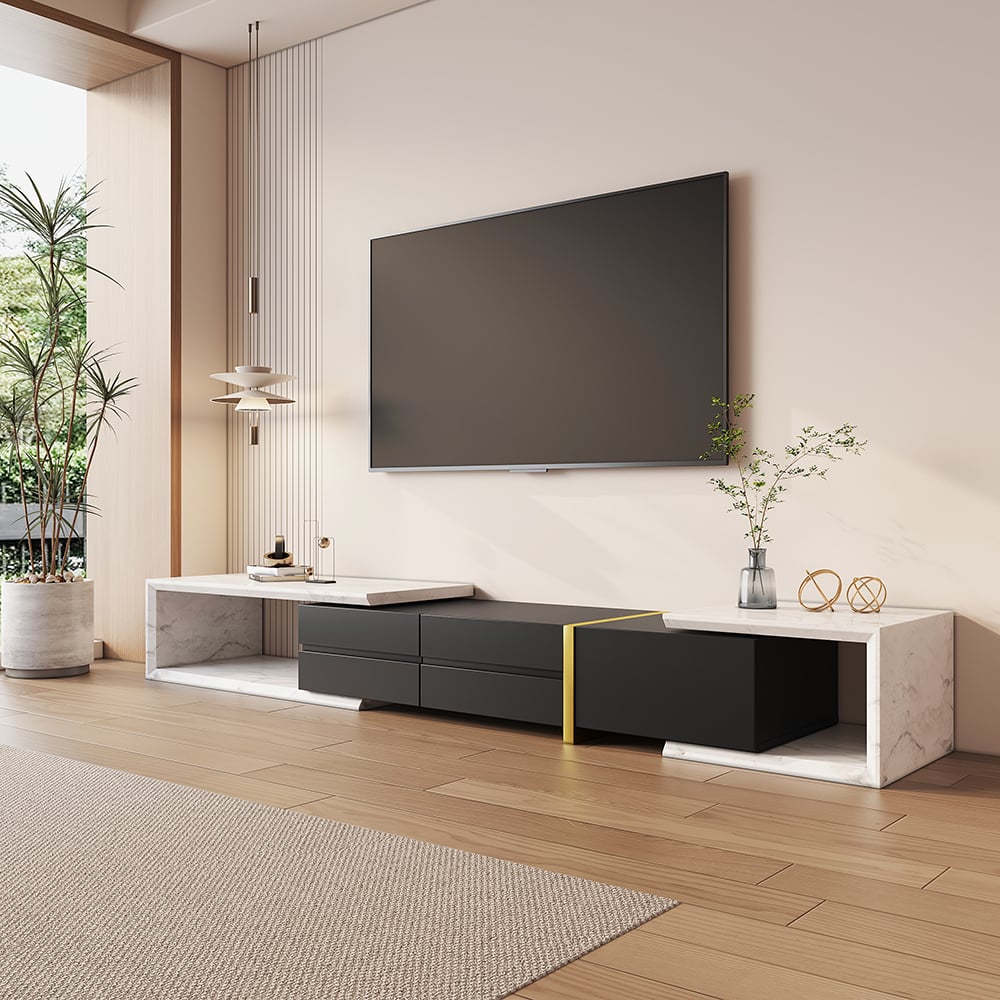 Farmhouse Supporto TV In Legno 65 Pollici Con Porte Scorrevoli E Ripiani Regolabili, Colore Nero Invecchiato - Mobile Console Per Soggiorno