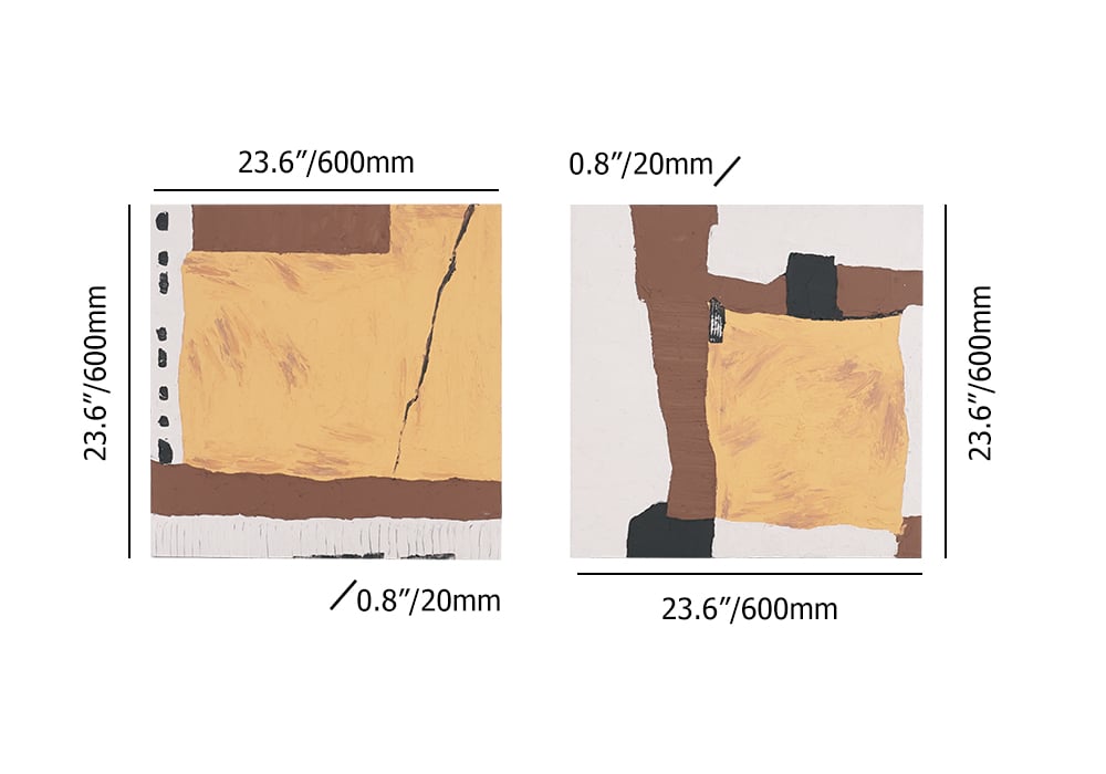 Ensemble de 2 pièces de décoration murale japonaise géométrique abstraite et de peinture à l'huile pour salon Poids, dimensions, image