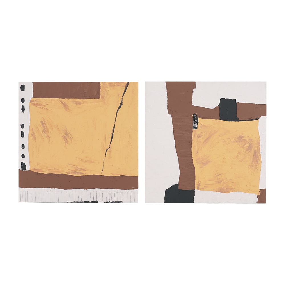 Ensemble de 2 pièces de décoration murale japonaise géométrique abstraite et de peinture à l'huile pour salon image de fenêtre