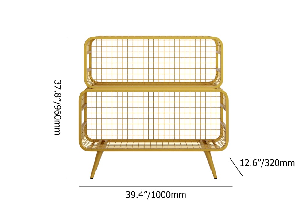 2 Tier Modern Gold Mesh Standing Etagere Bookshelf weights dimensions image