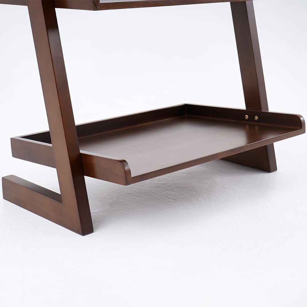 Modern Solid Wood 5-Tier Shelf Ladder Bookcase in Walnut