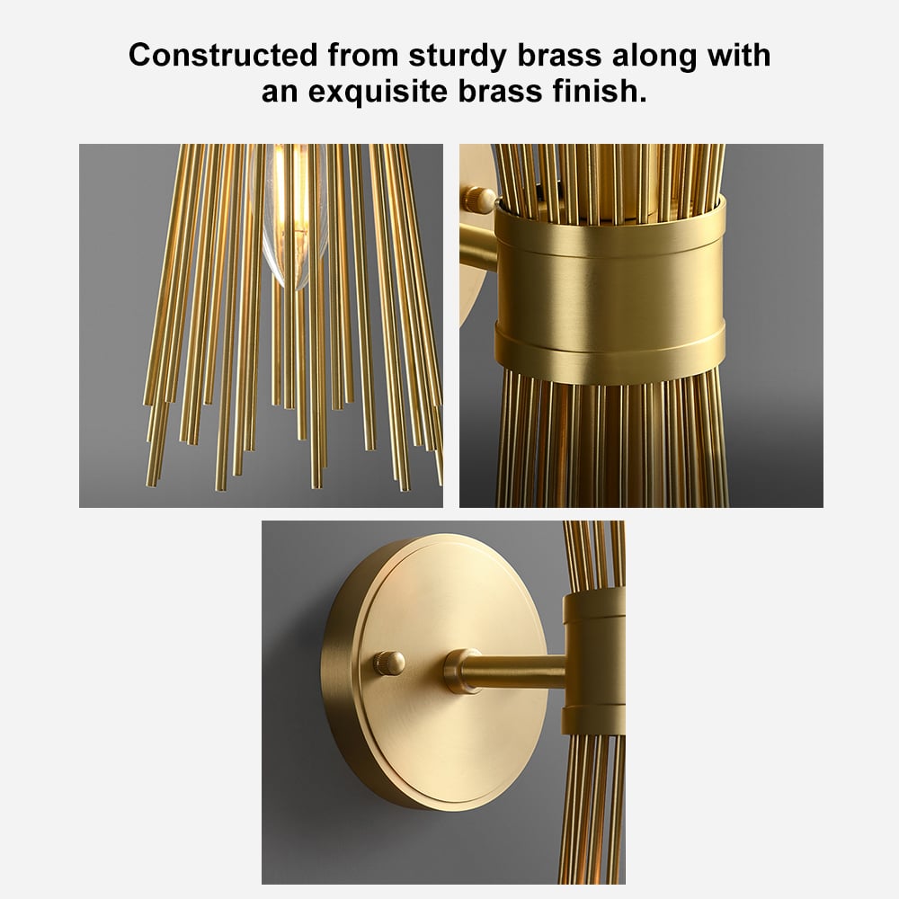 Jella Modern 1-Light Brass Wall Sconce in Wheat-Straw Lampshade window image