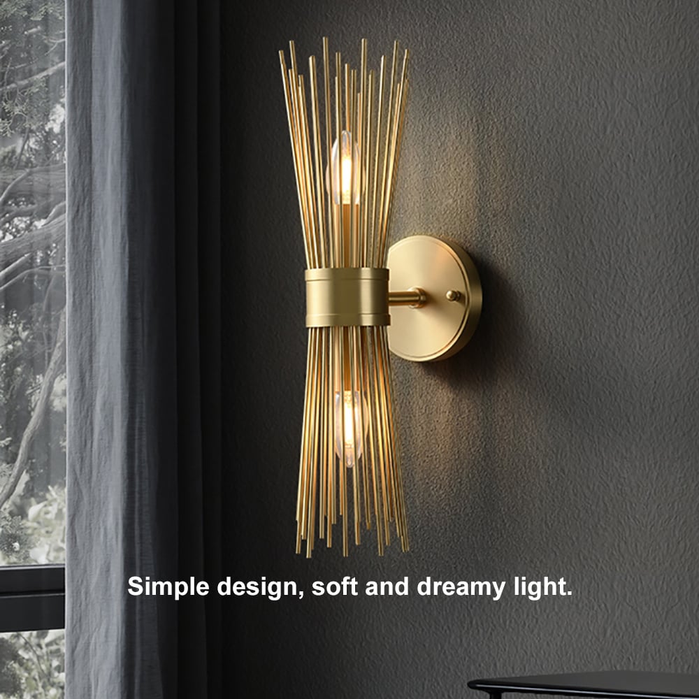 Jella Modern 1-Light Brass Wall Sconce in Wheat-Straw Lampshade window image