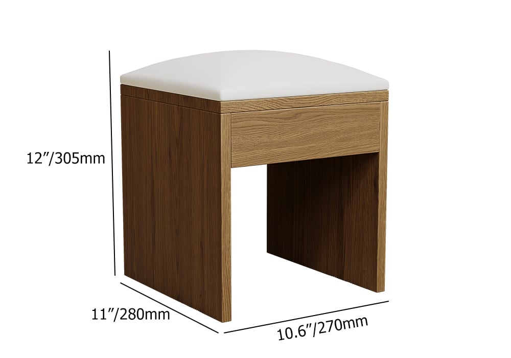 2-Piece Modern Faux Leather Upholstered Stool White & Walnut weights dimensions image