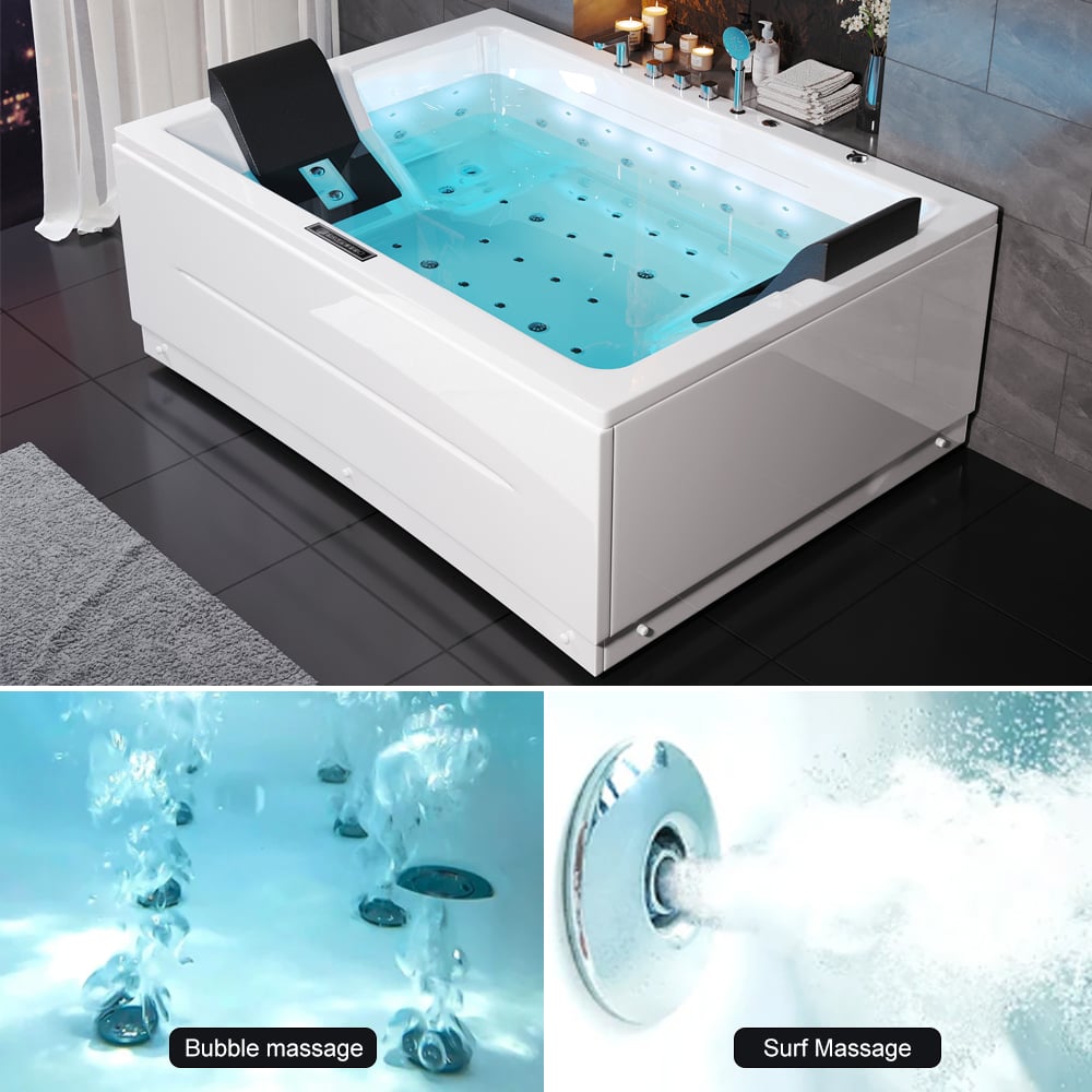 Baignoire double jacuzzi de 182 cm avec contrôle de la température, capacité de 450L image de fenêtre