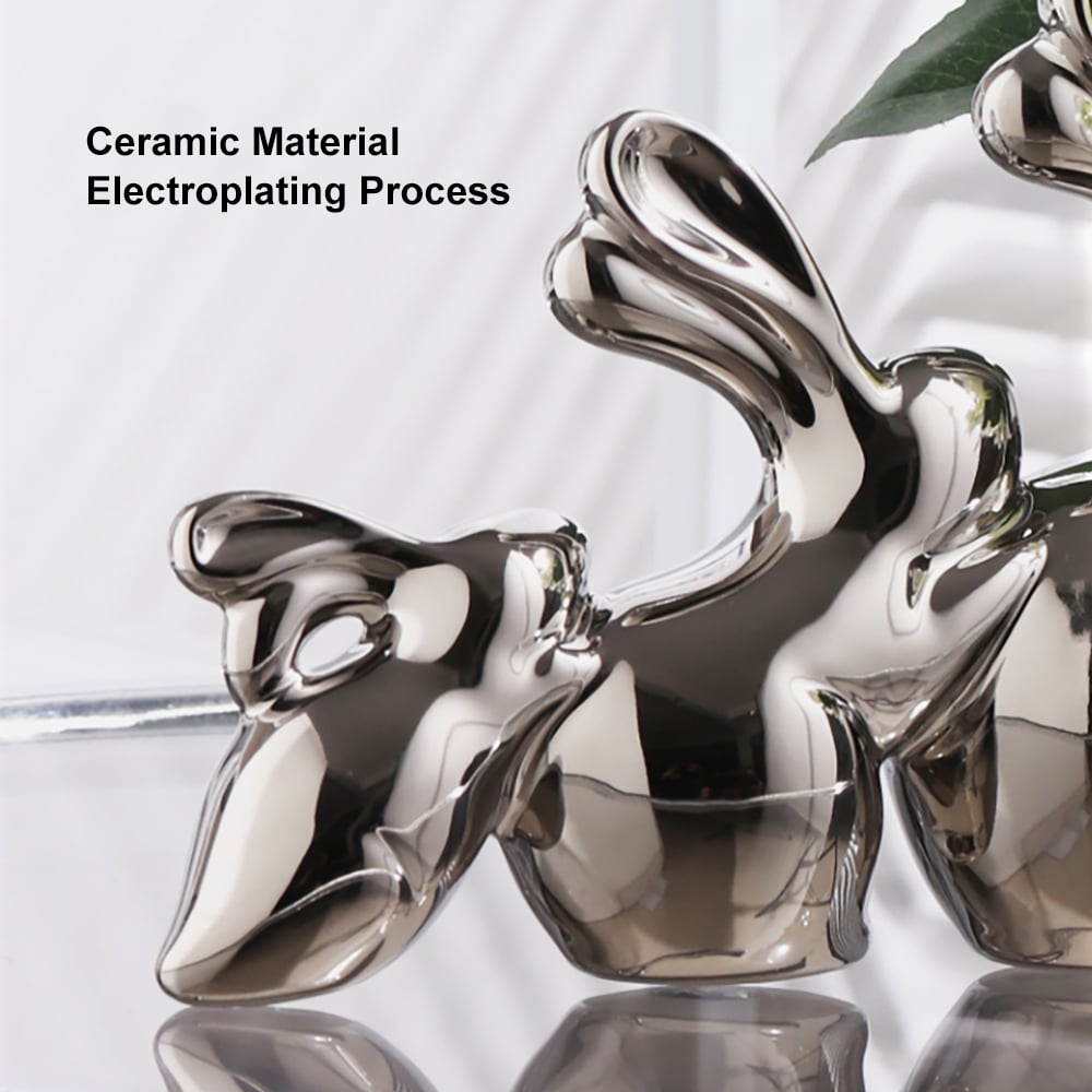 Silver Modern Artificial Hydrangea Ornaments Creative Rabbit Vase Artificial Flower Set window image