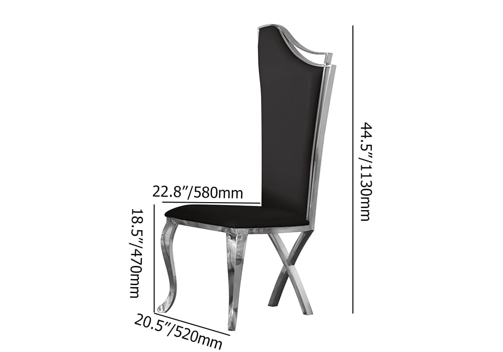6-Pieces Affordable Luxury Modern Dining Chairs Silver with PU Leather Upholstery Black weights dimensions image