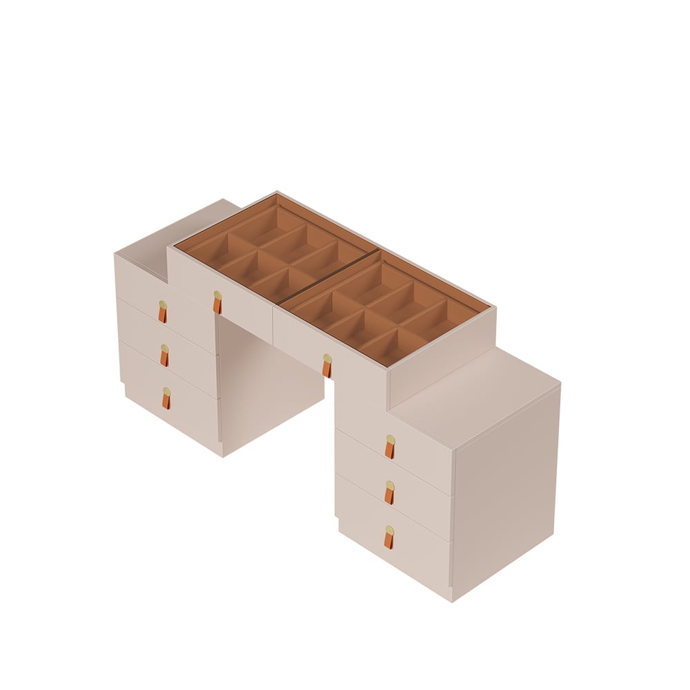 Chanor Modern Champagne Retractable Makeup Vanity Closet Island with Jewelry Storage window image