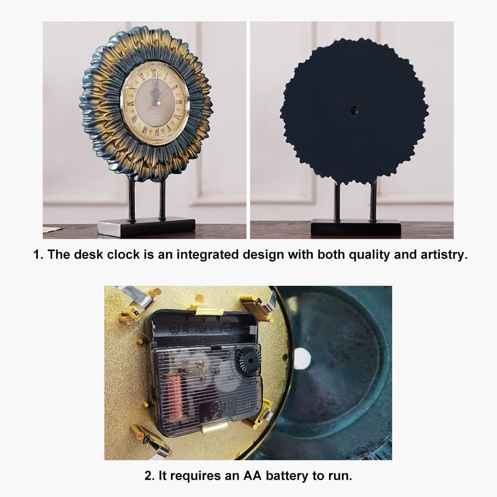 3PCS Arrangement European Resin Table Clocks Retro Lucky Elk Desktop Decoration