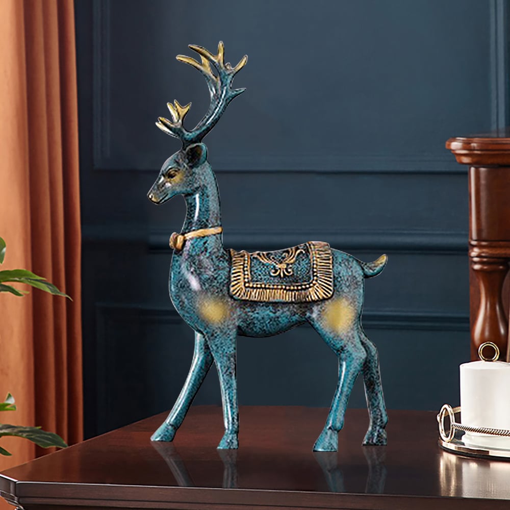 3PCS Arrangement European Resin Table Clocks Retro Lucky Elk Desktop Decoration