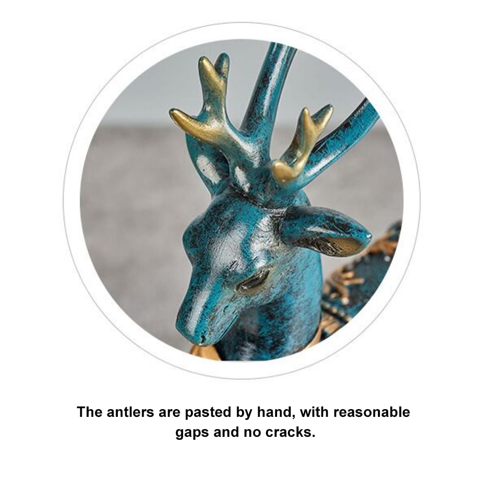 3PCS Arrangement European Resin Table Clocks Retro Lucky Elk Desktop Decoration
