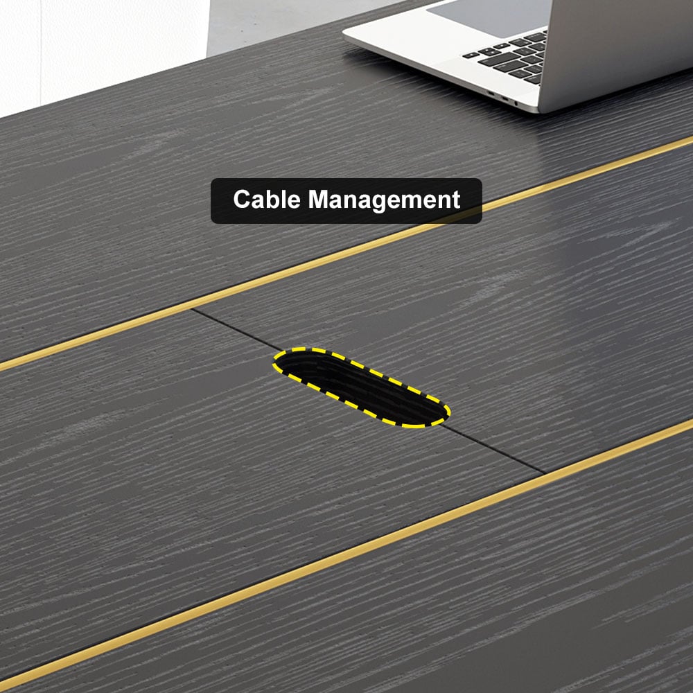 94.5" Modern Black Long Meeting Conference Table Rectangle Table Cable Management