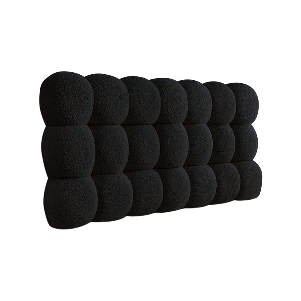 Modern Queen Tufted Upholstered Boucle Headboard Pillow in Black