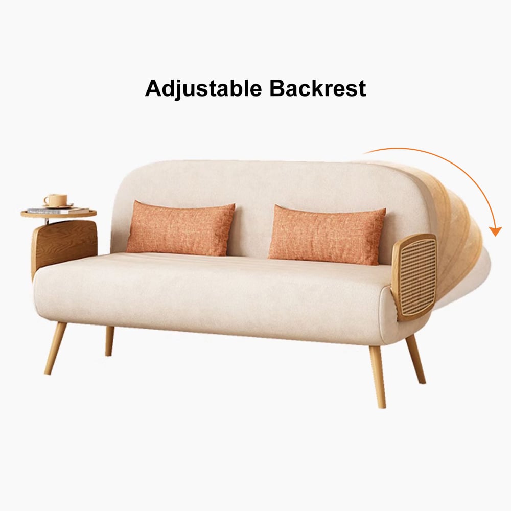 Canapé-lit convertible rembourré 2 places en lin et coton avec plateau de 152 cm image de fenêtre