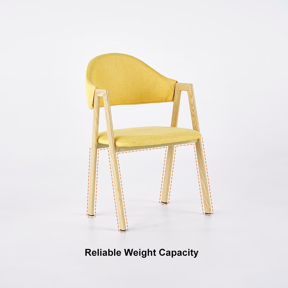 4-Piece Yellow Linen Upholstered Dining Chair Curved Back Chair window image