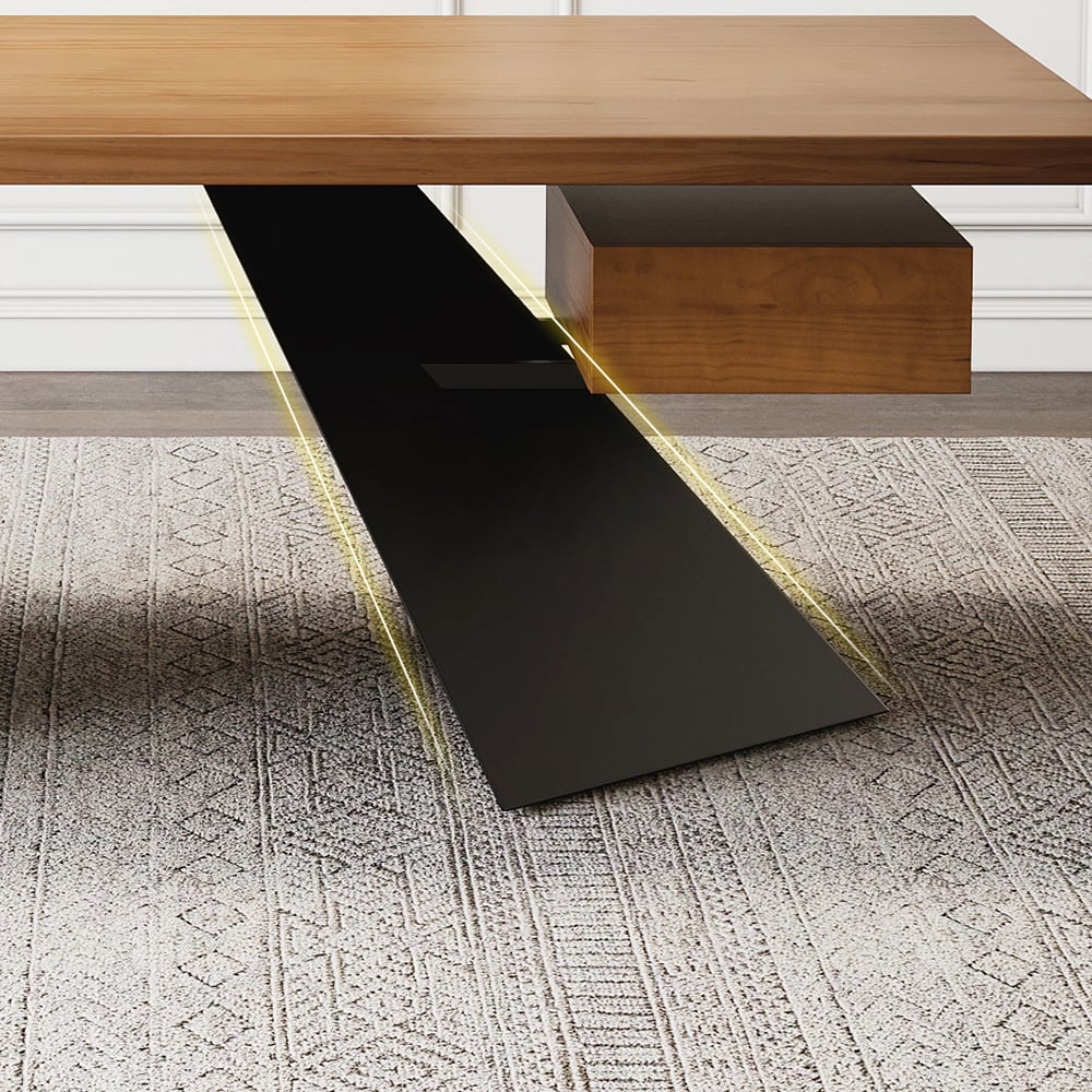 63" Light Walnut Office Desk with Drawer - Engineered Wood, Modern Design window image