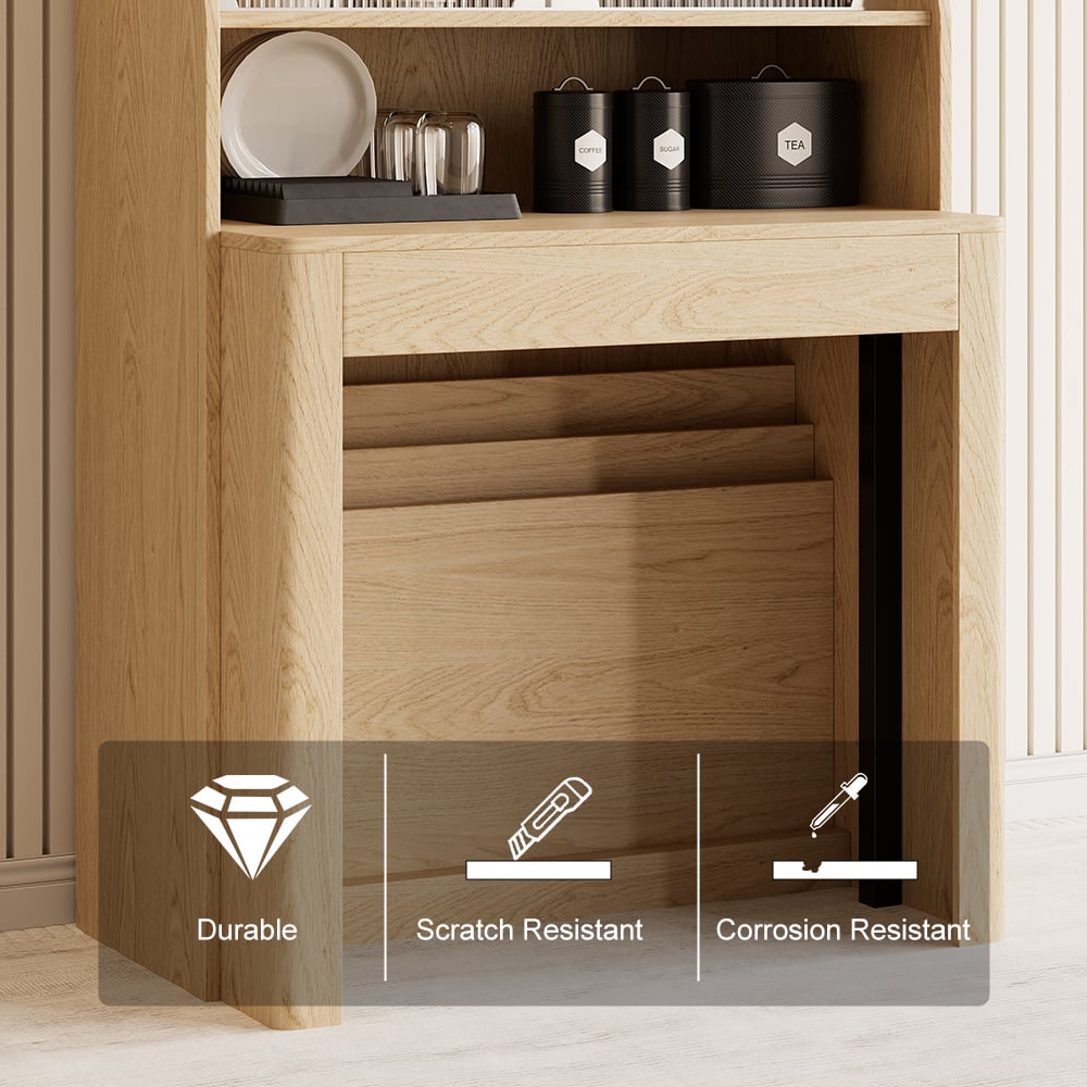 Modern Extendable Dining Table & 4 Natural Folding Dining Chairs Solid Wood Rattan window image