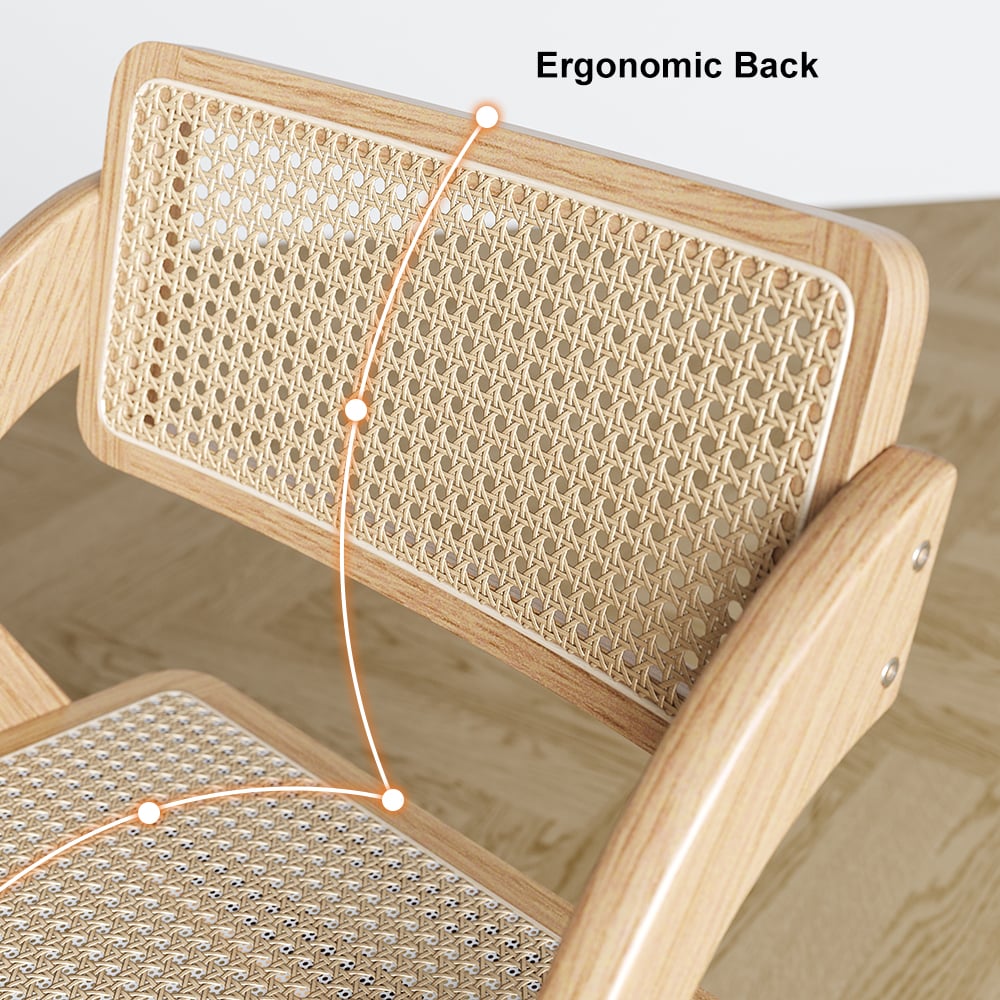 Modern Extendable Dining Table & 4 Natural Folding Dining Chairs Solid Wood Rattan window image