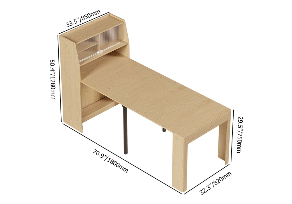 Modern Extendable Dining Table & 4 Natural Folding Dining Chairs Solid Wood Rattan weights dimensions image