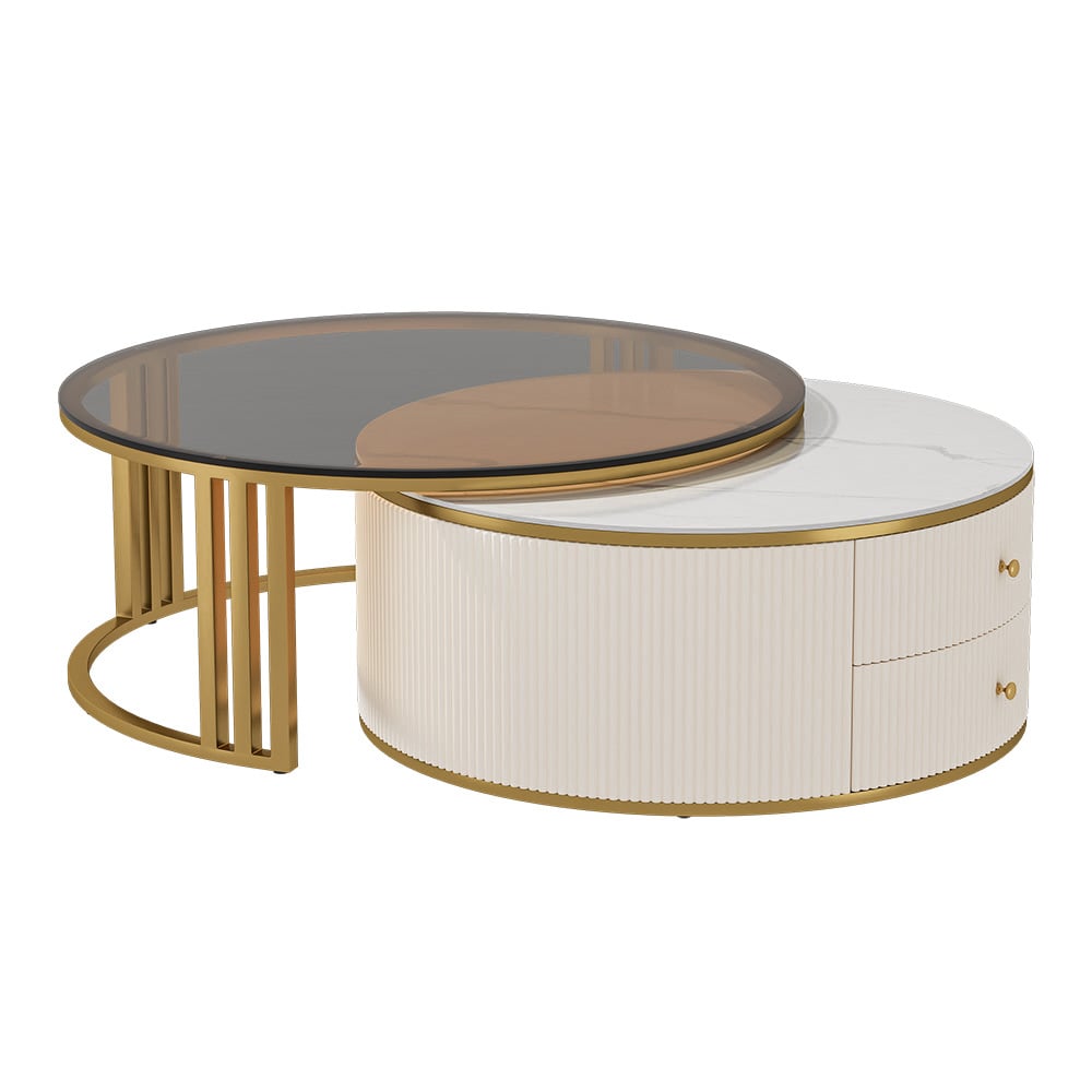 Grovyn 95" TV Stand & Nesting Coffee Table Set window image