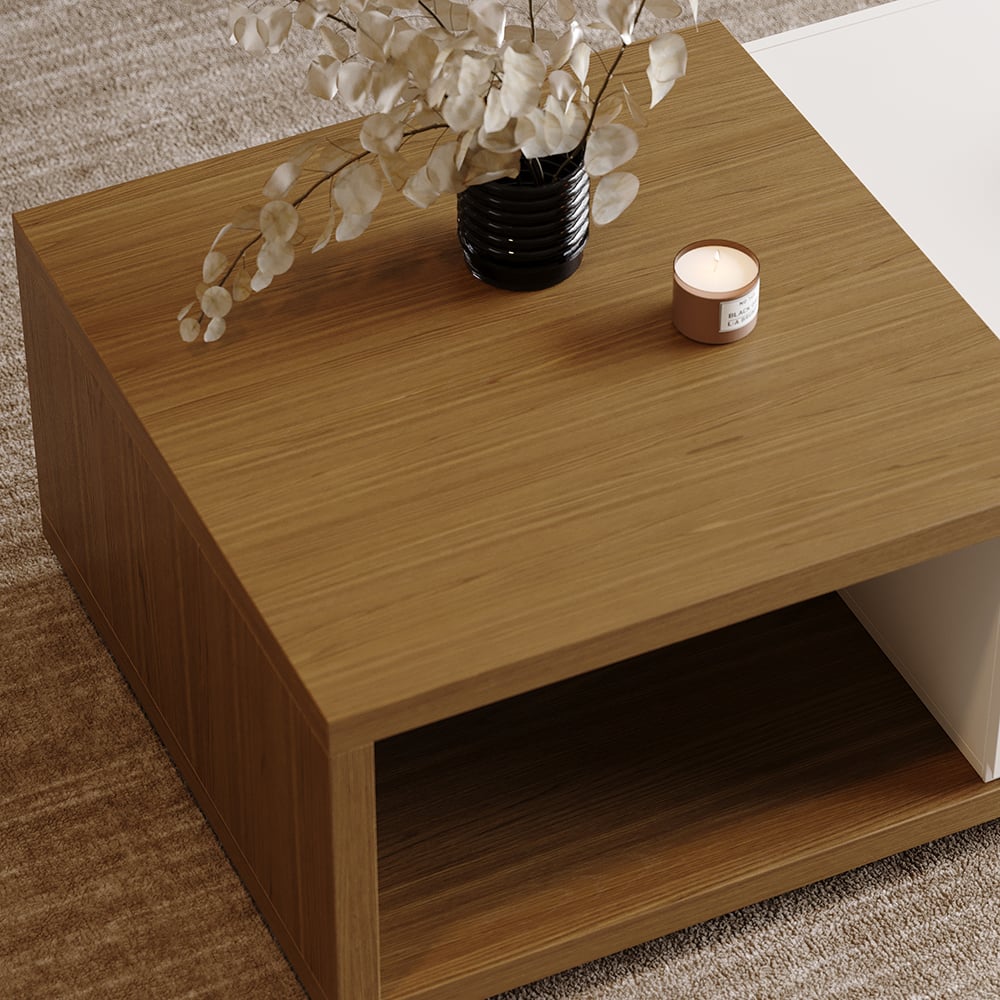 Quoint minimalistisches ausziehbares TV-Lowboard & Couchtisch Set