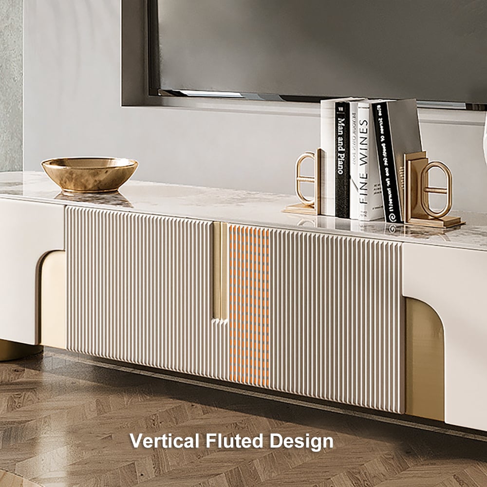 Mobile TV Moderno Con Piedini Dorati E Bordo Dorato (nero E Oro