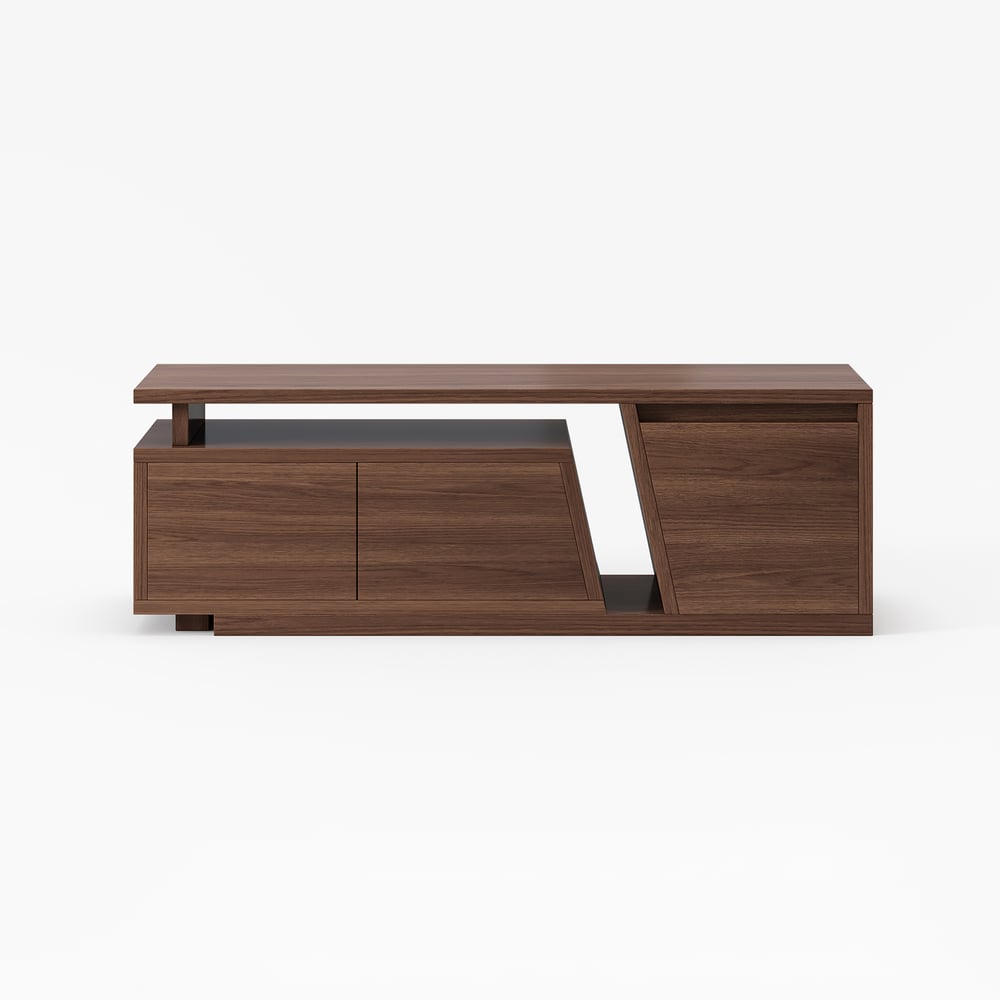 Fero extendable TV cabinet with 3 drawers from 120 cm to 180 cm in walnut color window image